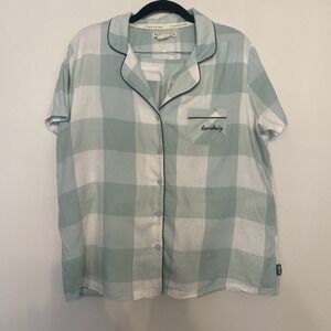 Magnolia Homebody Pajama Set Green Blue Checkered Check Women's Sz Medium